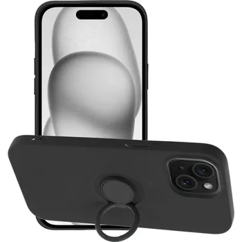 Pouzdro na mobilní telefon Silicone RING Case pouzdro 3v1 pro Apple iPhone 15 (6,1") černé