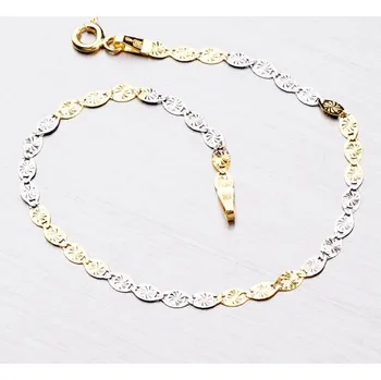 Oblečení a móda Dámský náramek zlato mix 585 kytičkami 44-1060 délka 18 cm