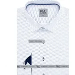 Pánská košile AMJ bavlněná, bílá modře vzorovaná, VDBR1340, dlouhý rukáv, vel. 45