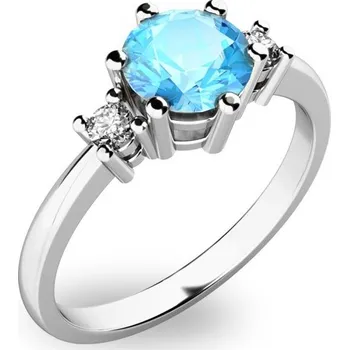 Prsten Dámský prsten bílé zlato 585/1000 přírodní diamant 0.90 ct G/SI topaz 10856B-TPZ velikost 65