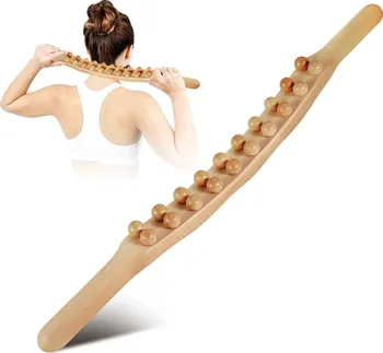 Dvouřadá masážní dřevěná tyč pro maderoterapii JM87 buk přírodní 60 cm