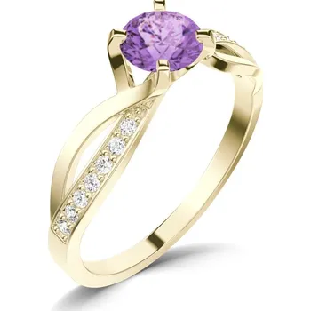 Prsten Dámský prsten přírodní diamant 0.45 ct G/SI ametyst a brilianty 140002-ZL-AME velikost 61