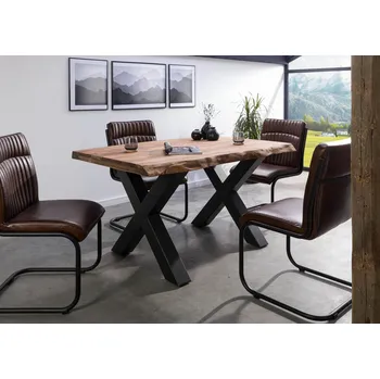 Jídelní stůl Stůl Palisandr 140x90x77 šedě mořený / X-nohy antracit matné METALL 5