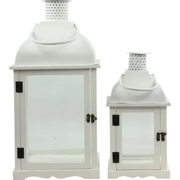 Zahradní dekorace Dřevěná lucerna Caroline s/2 bílá (137075 036 801500 lucerna s/2 bílá)