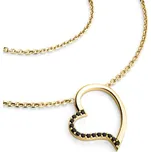Dámský náhrdelník žluté zlato 585/1000 přírodní diamant 0.082 ct srdce s černé ve žlutém 10948-NH01-ZL-Black délka 42 cm