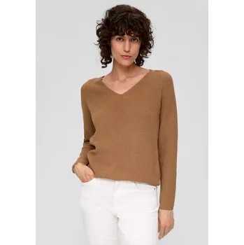 Dámský svetr s.Oliver dámský svetr s výstřihem do V hnědý Velikost: 36