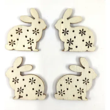 Dekorace dřěvená, ZAJÍČCI, 3,3x3,5 cm, 1 kus