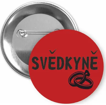 ON-DESIGN Placka s motivem Svědkyně 32 mm Barva: červená, Barva potisku: černá, Typ buttonu: špendlík