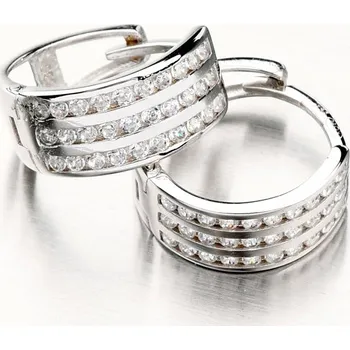 Náušnice Dámské náušnice bílé zlato 585 zirkon kroužky PKL12-027B