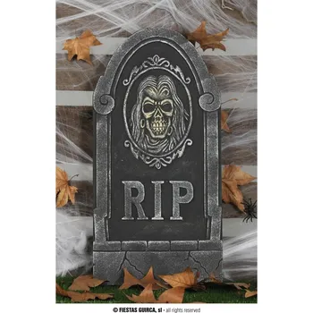 Karnevalový doplněk Guirca RIP náhrobní kámen s lebkou 33x65 cm