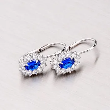 Šperk Dámské náušnice bílé zlato 585 zirkon a modré safíry kameny 358-0041M