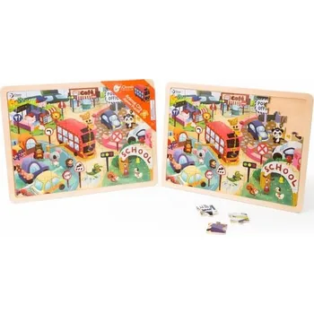 Dřevěná hračka Classic World Puzzle město zvířat
