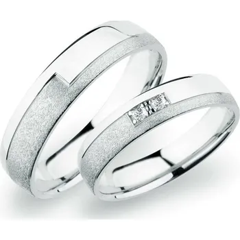 Prsten Snubní prsteny bílé zlato 585 zirkon 0.054 ct G/SI sP-275 SP-275B