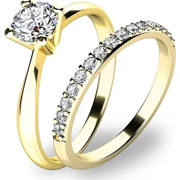 Prsten Zásnubní prsten žluté zlato 585/1000 zirkon set zásnubních ve žlutém 10770-SET01-ZZ velikost 48