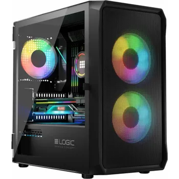 PC skříň LOGIC PC skříň Portos ARGB MINI 1x USB 3.0, 2x USB 2.0 + audio, černá, bez zdroje