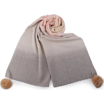 Šála Šála zimní / pléd s bambulkami 65x180 cm 1 pudrová