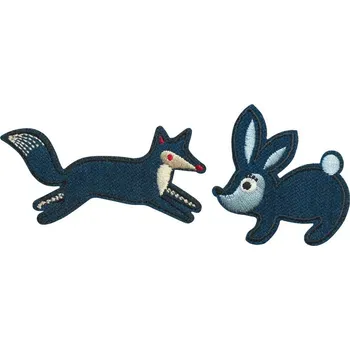 Nášivka PRYM Nášivka liška a králík, samolepicí/nažehlovací, modrá