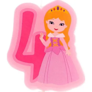 Dortová svíčka Svíčka na dort číslice čtyři princezna 7cm - Dekora