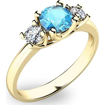 Prsten Dámský prsten žluté zlato 585/1000 přírodní diamant 0.50 ct G/SI topaz 10803Z-TPZ velikost 60