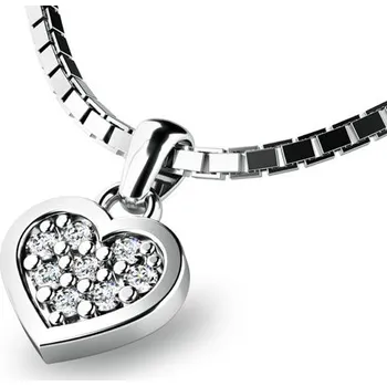 Přívěsek Dámský přívěsek bílé zlato 585/1000 přírodní diamant 0.096 ct G/SI srdce s brilianty 10881-B-DIA bez řetízku