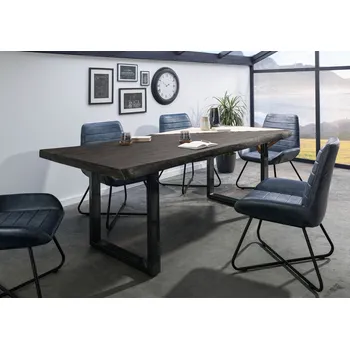 Jídelní stůl Jídelní stůl mango 220x100x77 šedý lakovaný / U-nohy antracit lesklý METALL 5