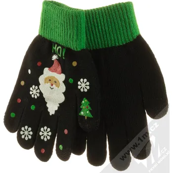 Rukavice 1Mcz Touch Gloves Santa Claus rukavice pro kapacitní dotykový displej dětské černo zelené