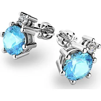 Náušnice Dámské náušnice bílé zlato 585/1000 přírodní diamant 0.90 ct G/SI topazy a vech náušnicích 10858-B-TPZ