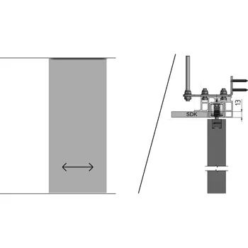 Stavebniny JAP Jednokolejnicový posuv do stropu skrytý PREMIUM - podhled z jedné strany - ELOX šířka průchodu/ délka kolejnice: 60/ 130 cm, typ kotvení: do zdi + závitové tyče
