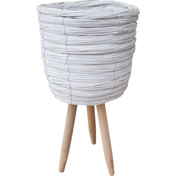 Stojan na květiny Ostatní Obal na květináč na dřevěných nohách Trojnožka bílý