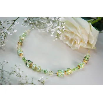 Náhrdelník Lampglas Náhrdelník Forest Fairy s 24karátovým zlatem a ryzím stříbrem v perlách Lampglas