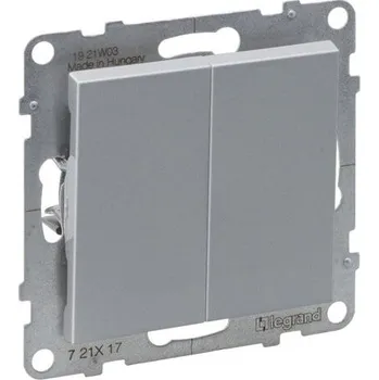 vypínač LEGRAND 721317 SUNO tlačítko dvojité s přepínacím kontaktem, hliník