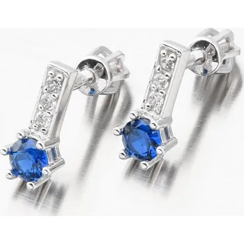 Náušnice Dámské náušnice bílé zlato 585 zirkon safír a 52GZ-8057-B-SAF