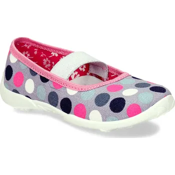 Dívčí bačkory Mini b dívčí přezůvky na suchý zip s bílou podešví vícebarevné, vel. 27