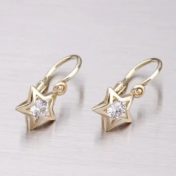 Náušnice Dětské náušničky žluté zlato 585 zirkon - hvězdičky 52DN-1942ZB