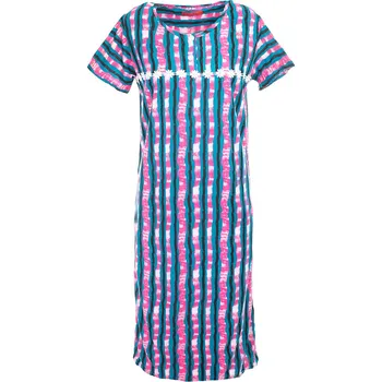 Dámská noční košile Výprodej-Noční košile pruhovaná s kytičkou - modrá Velikost: M