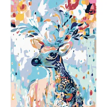 Hračka Diamondi Diamantové malování - KYTIČKOVÝ JELEN Rozměr: 40x50 cm, Rámování: bez rámu a bez vypnutí plátna