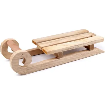Vánoční dekorace Stoklasa 890097 dřevěné sáňky přírodní 12 x 7 x 33 cm