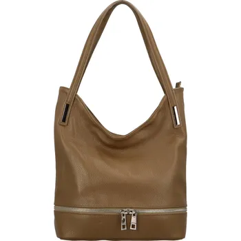 Kabelka Dámská kožená měkká kabelka přes rameno pískově hnědá - ItalY Nellis hnědá