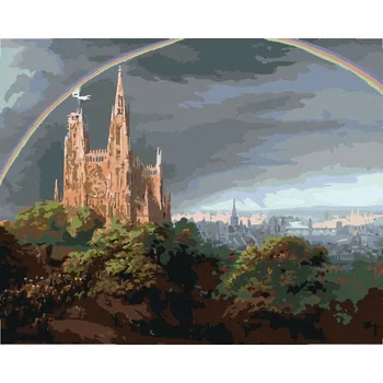 Hračka Diamondi Diamantové malování - STŘEDOVĚKÉ MĚSTO NA BŘEZÍCH ŘEKY (KARL FRIEDRICH SCHINKEL) Rozměr: 40x50 cm, Rámování: bez rámu a bez vypnutí plátna