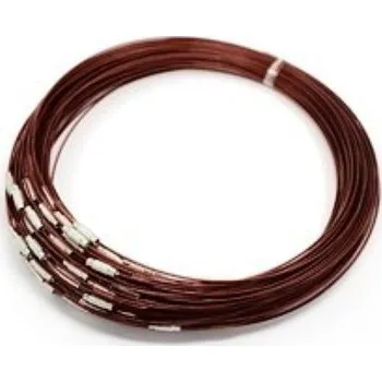 Materiál na výrobu šperku Lanko se zapínáním k výrobě náhrdelníku, barva HNĚDÁ, nerez ocel, 44,5cm/ 1 kus