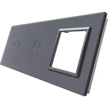 vypínač WELAIK trojnásobný skleněný panel 1+1+zás - tmavě šedý