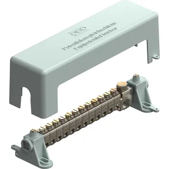 Rozvaděč OBO BETTERMANN Přípojnice potenciálového vyrovnání, 217mm, šedá Mosaz, CuZn typ 1801 12x25 1x95 5015683