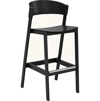 Barová židle Barová židle Muuto Cover Bar Stool 75 černá nepolstrovaná nerezová ochrana opěrky na nohy