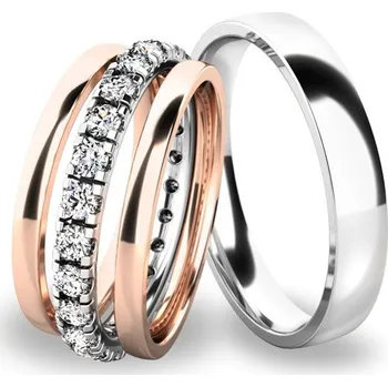 Prsten Snubní prsteny bílé zlato 585 zirkon 0.80 ct G/SI set SP-61045-SET02