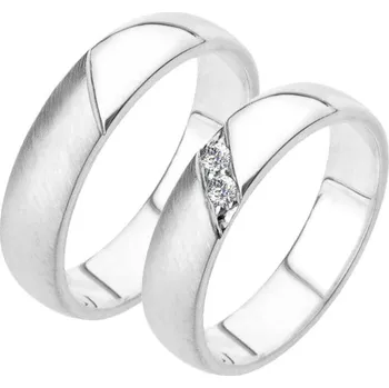 Prsten Snubní prsteny bílé zlato 585 zirkon 0.050 ct SP-223