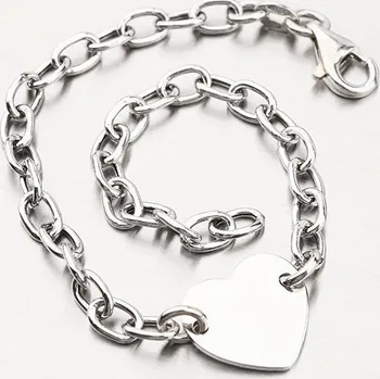 Náramek Dámský náramek stříbro 925 srdcem s možností rytiny B1703328-1264-SLX délka 18 cm