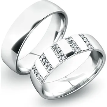 Prsten Snubní prsteny bílé zlato 585 zirkon 0.100 ct G/SI SP-61025B