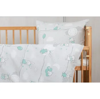 Povlečení JAN peří Dětské povlečení do postýlky - zajíček a medvídek - povlečení do postýlky 60x45cm/135x90 cm zajíček a medvídek