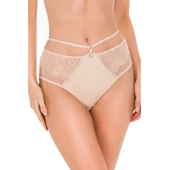 Kalhotky Klasické béžové kalhotky s krajkou a síťovinou od MEDIOLANO, Béžová 3xl i170_ME-19091-BEZ-3XL