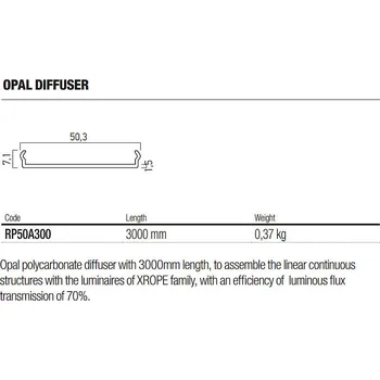 LED páska 3m opálový polykarbonátový difuzor XP50A300 XROPE Arelux RP50A300